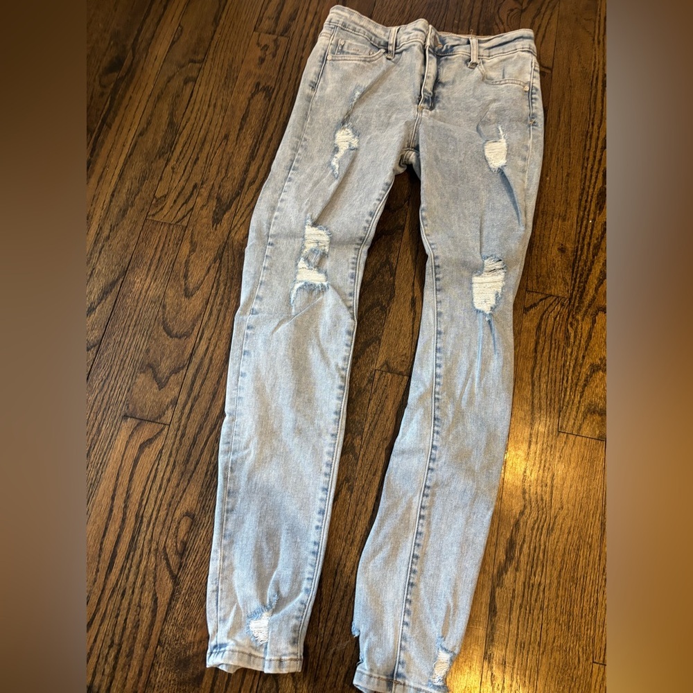 Tractr Girls Size 14 Light Wash Distressed Skinny Jeans